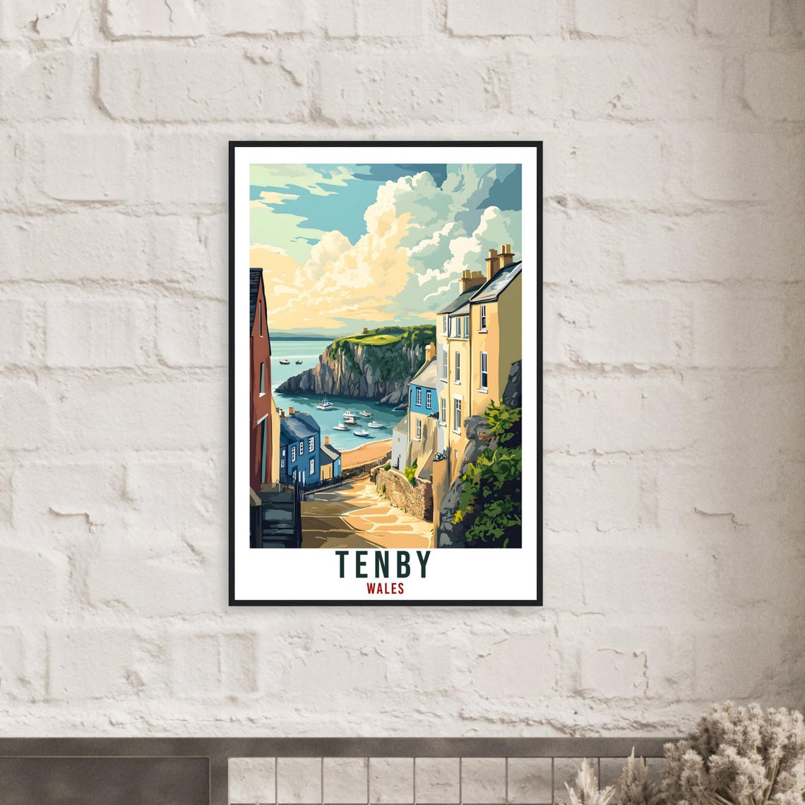 Tenby Travel Poster Wales Home Decor Tenby Wall Art Wall Hanging Art Lover Wales Artwork Travel Print Tenby Travel Art Gift Wales Artwork - Image 2