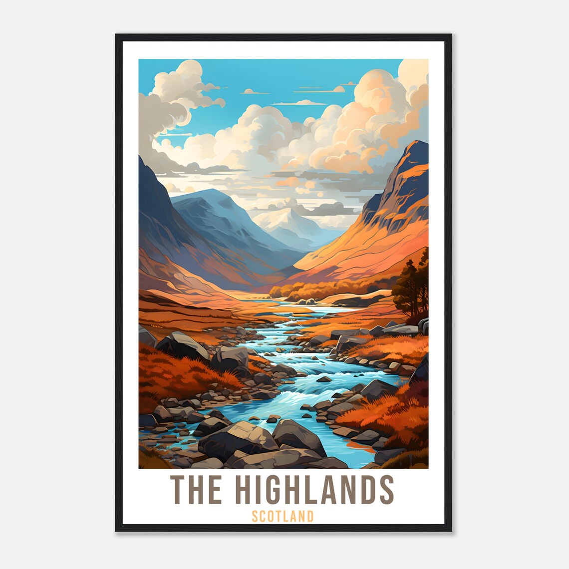 Scottish Highlands Travel Poster, Mountain Landscape Scotland - Image 4