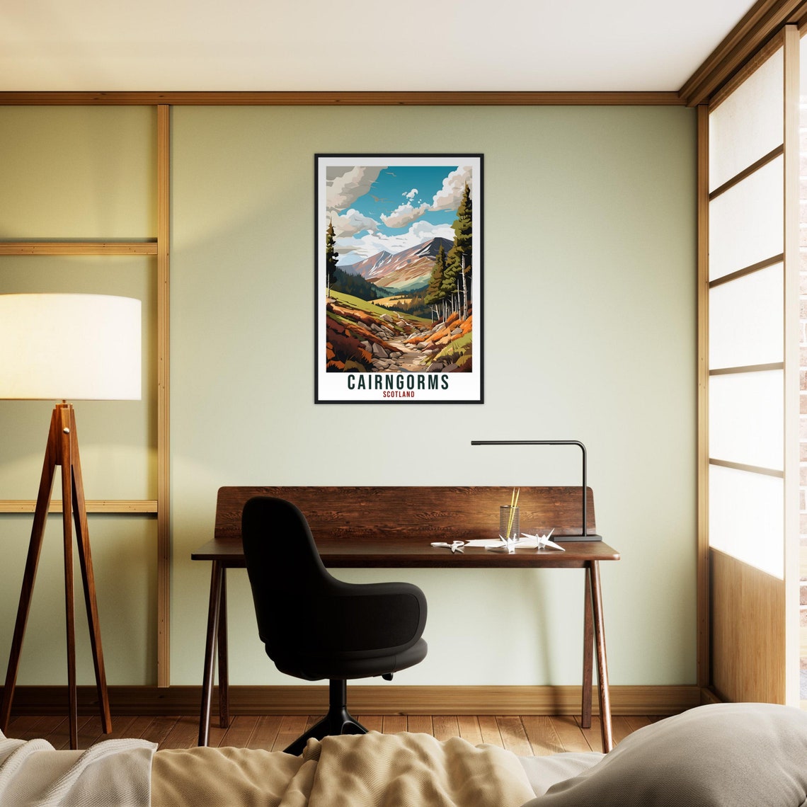 Cairngorms Scotland Mountain Valley Pine Forest Stream Poster - Image 2