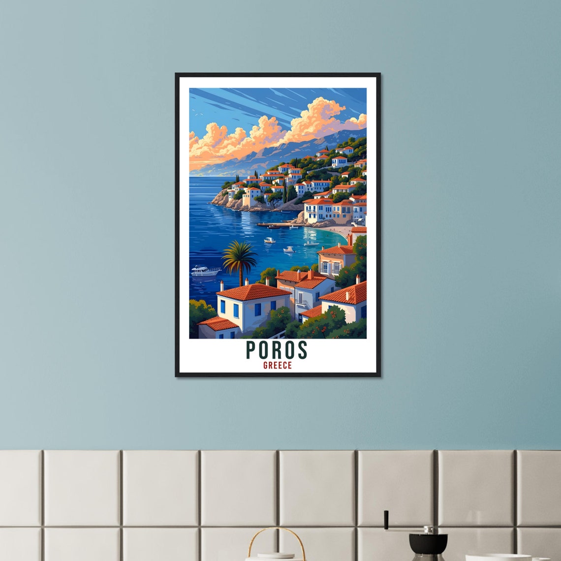 Poros Travel Print Greece Home Decoration Poros Greek Island Wall Art Gift Wall Hanging Art Lover Greece Artwork Poros Gift Travel Poster - Image 3