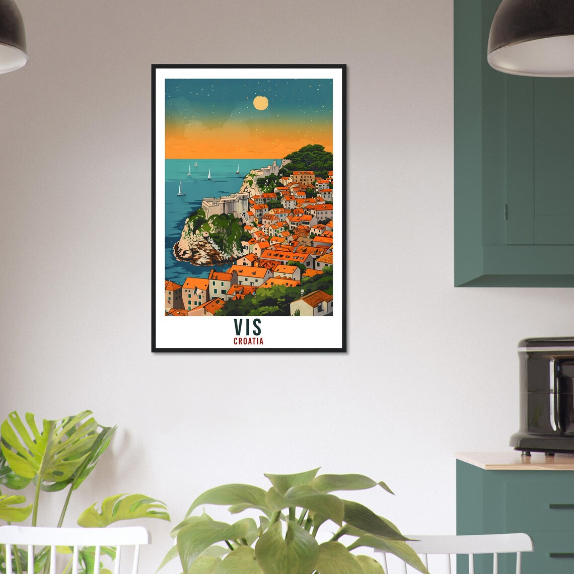 Vis Island Croatia Sunset Rocky Cliff Town Adriatic Travel Poster - Image 2