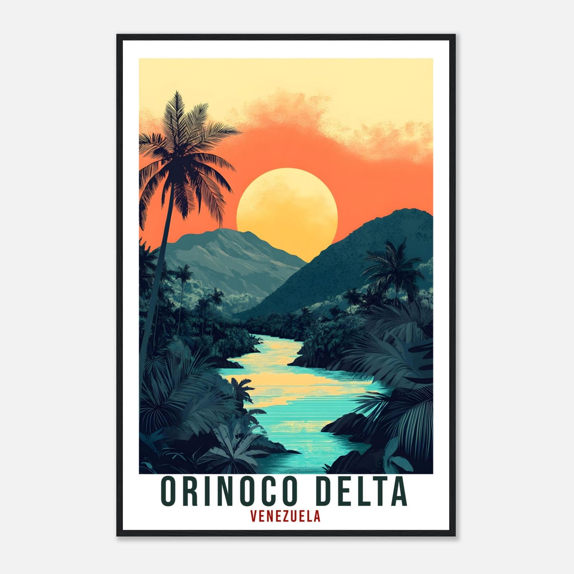 Orinoco Delta Venezuela Sunset River Jungle Vintage Travel Poster - Image 4