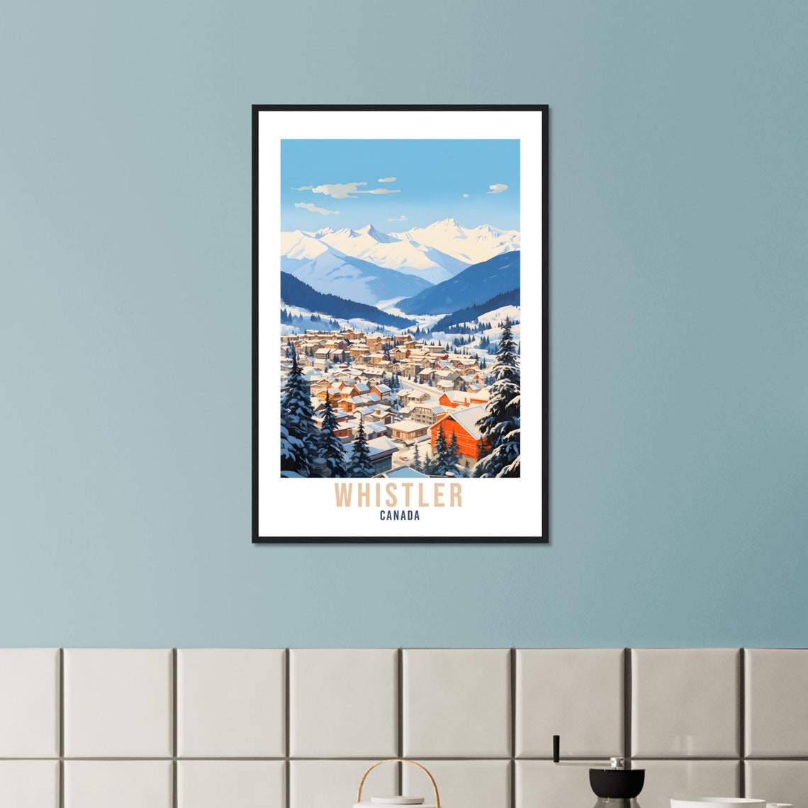 Whistler Canada Snowy Ski Resort Mountains Retro Travel Poster - Image 2