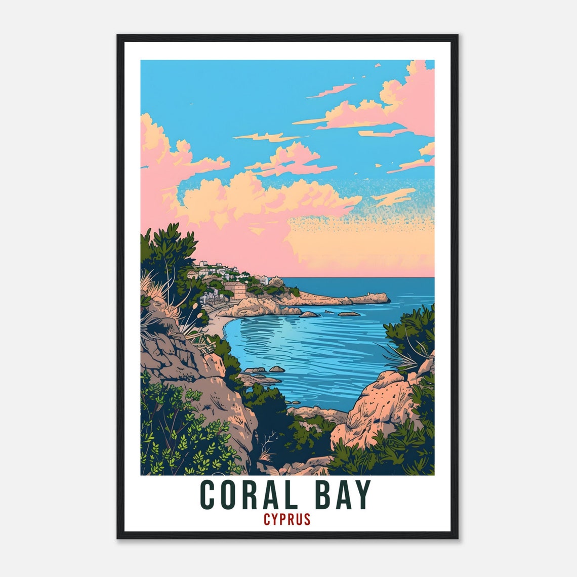Coral Bay Cyprus Travel Print Cyprus Wall Art Wall Hanging Home Dcor Coral Bay Gift Cyprus Landmark Artwork Gift Cyprus Peyia Travel Poster - Image 4