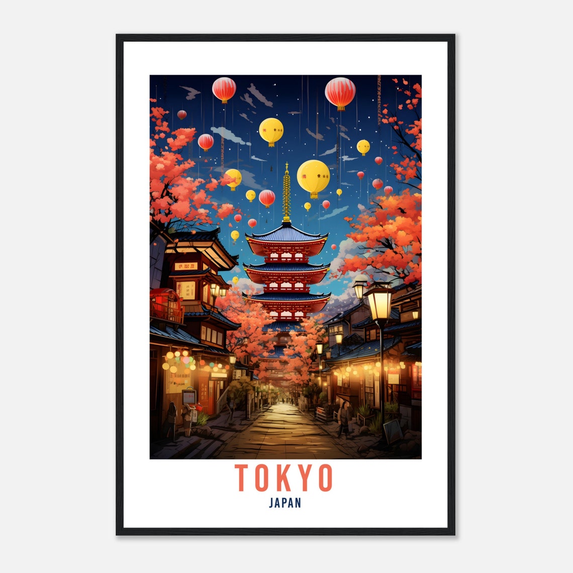 Tokyo Travel Poster Tokyo At Night Wall Hanging Japan Artwork Travel Print Wall Art Tokyo Japan Asia Home Decor Gift Travel Art Japan Temple - Image 4