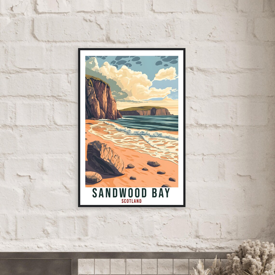 Sandwood Bay Scotland Beach Cliffs Waves Retro Travel Poster - Image 2