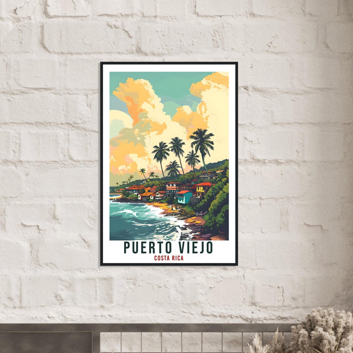 Puerto Viejo Costa Rica Coast Town Palm Vintage Travel Poster - Image 3