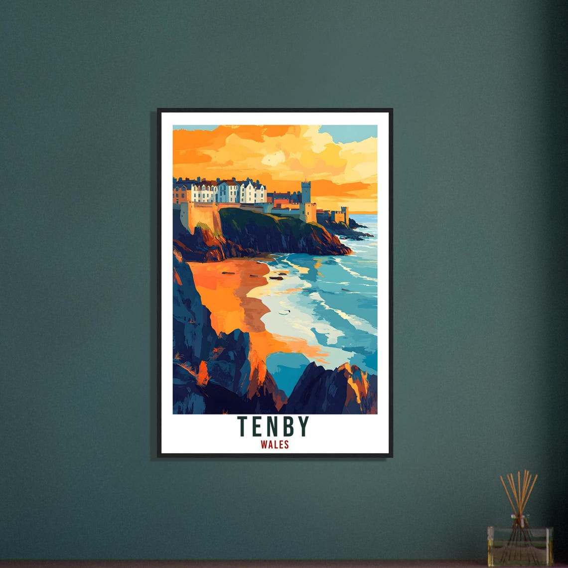 Tenby Travel Print Wales Home Decor Tenby Wall Art Wall Hanging Art Lover Wales Artwork Travel Poster Wales Tenby Travel Artwork Gift - Image 3