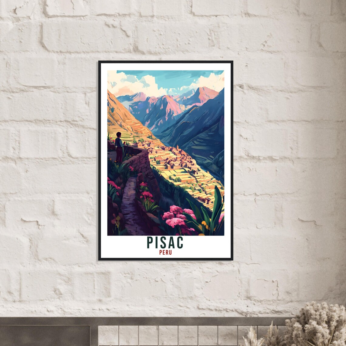 Pisac Peru Inca Terraces Valley Overlook Vintage Travel Poster Andes Art - Image 2
