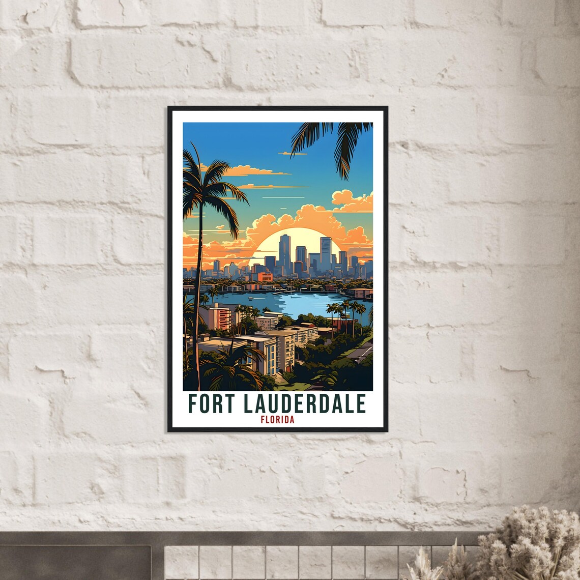 Fort Lauderdale Florida Coastal Skyline Waterway Sunset Poster - Image 4