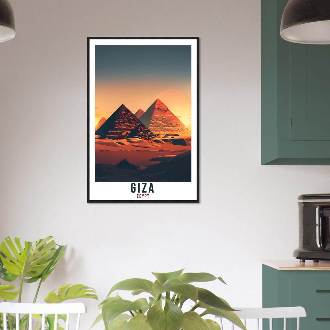Giza Egypt Pyramids Sunset Desert Scene Travel Illustration Poster - Image 4