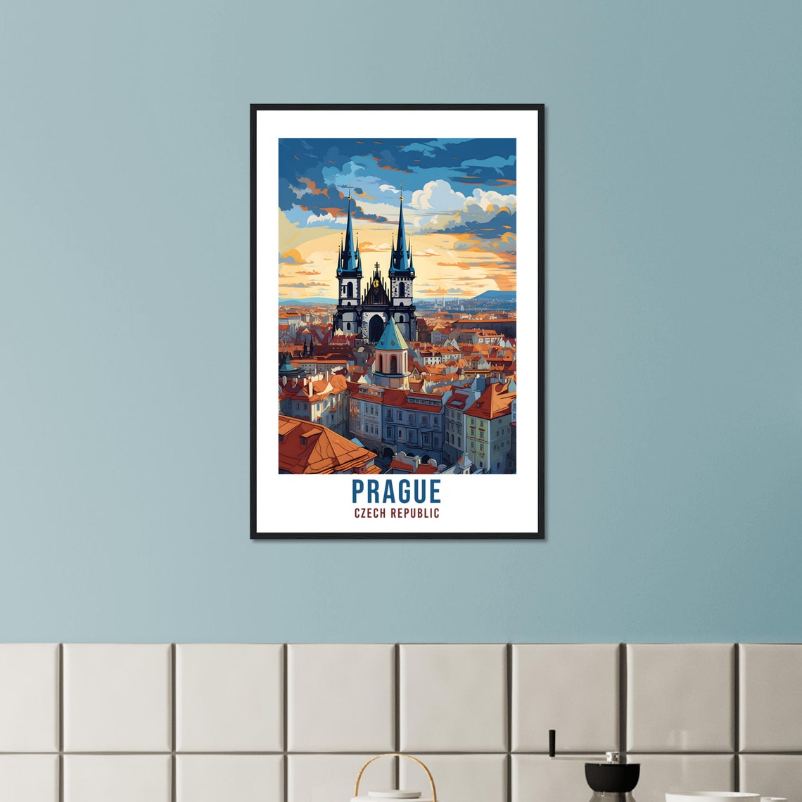 Prague Bridge Vintage Travel Poster - Image 2