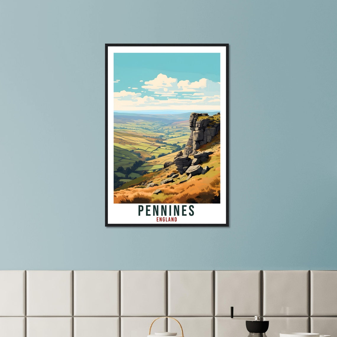 Pennines England Gritstone Crags Rolling Hills View Travel Poster - Image 3