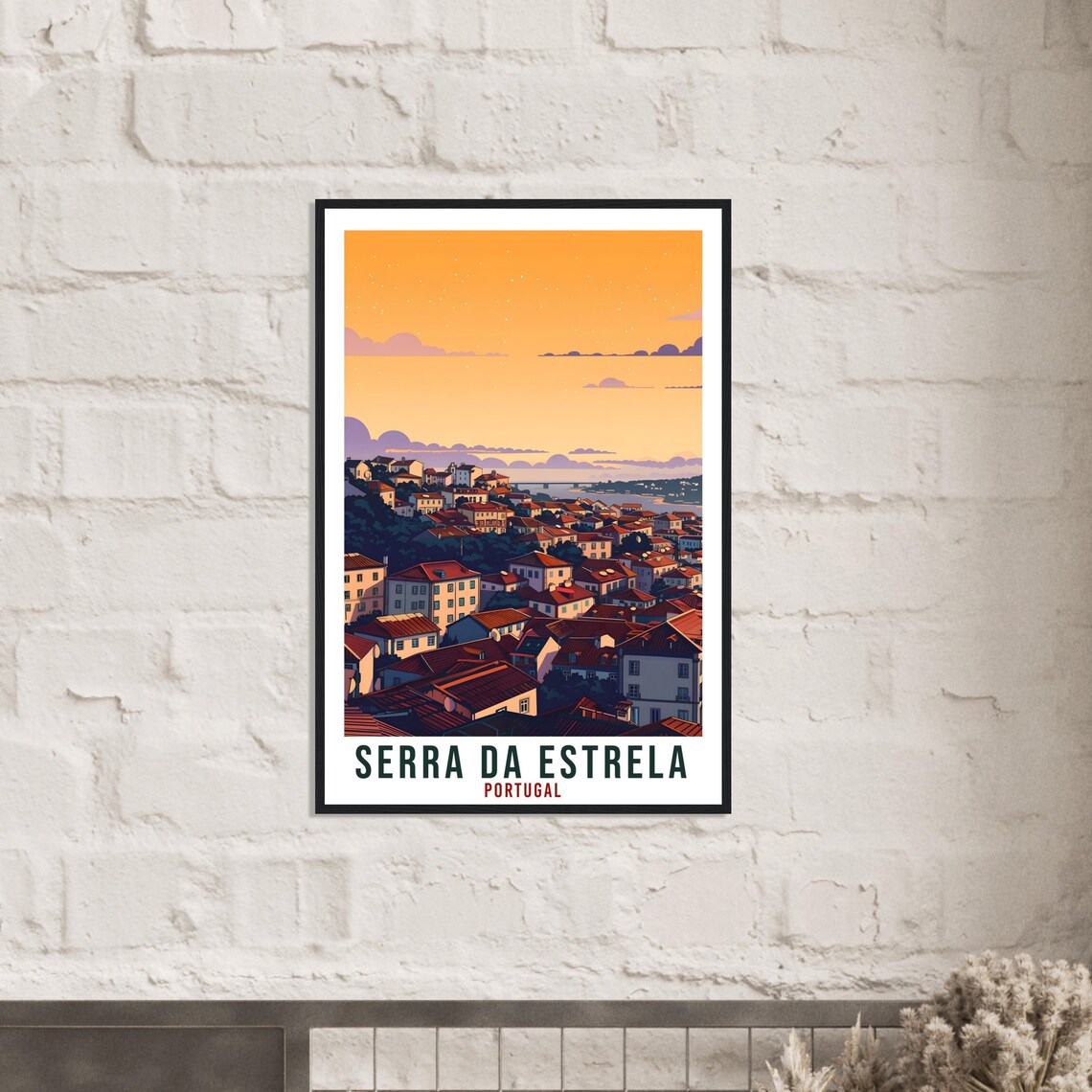 Serra da Estrela Portugal Sunset Rooftop Panorama City Travel Poster - Image 3