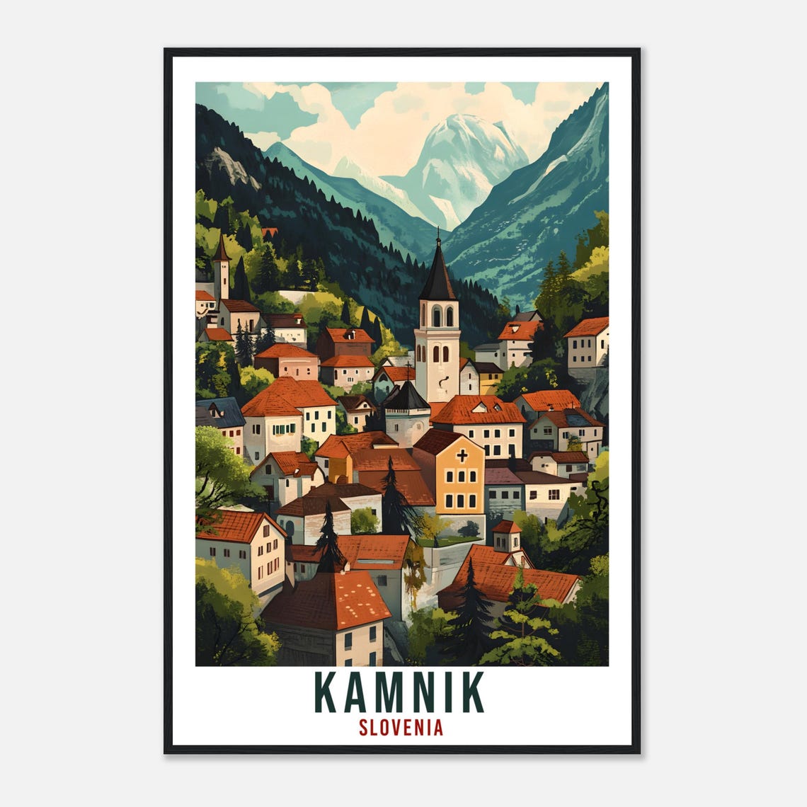 Kamnik Travel Print Slovenia Home Decor Kamnik Wall Art Gift Wall Hanging Art Lover Kamnik Slovenia Artwork Travel Poster Slovenia Travel - Image 4