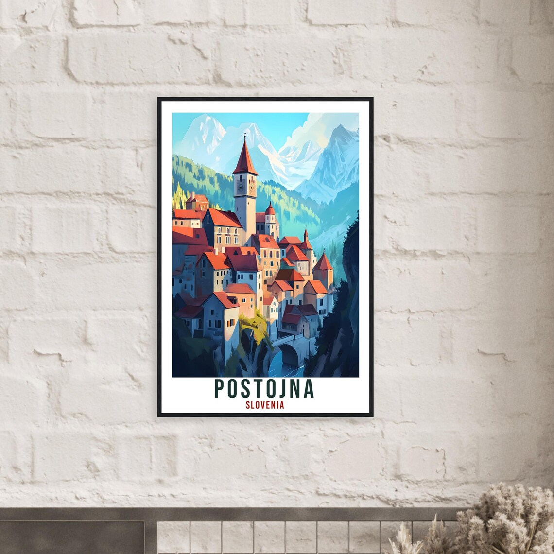 Postojna Slovenia Vintage Travel Poster With Alpine Mountain Town - Image 2