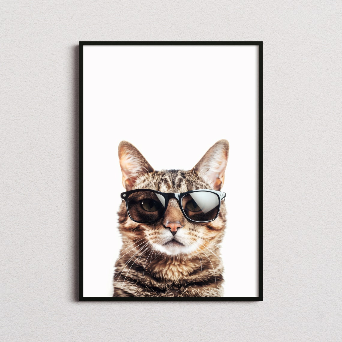 Tabby Cat in Black Sunglasses Cute Funny Feline Portrait Poster