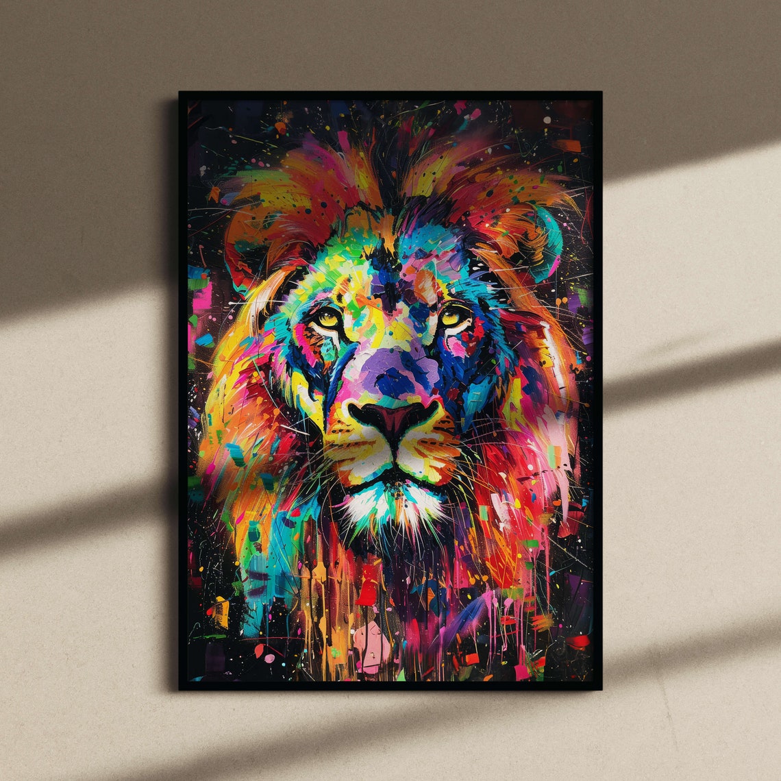 Graffiti Splash Art Lion Portrait Urban Street Style Wall Art - Image 3