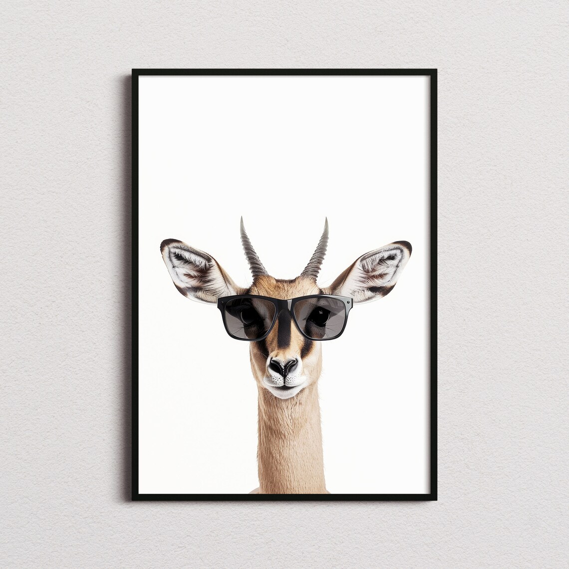 Gazelle Wearing Sunglasses Quirky Minimalist White Photo Poster