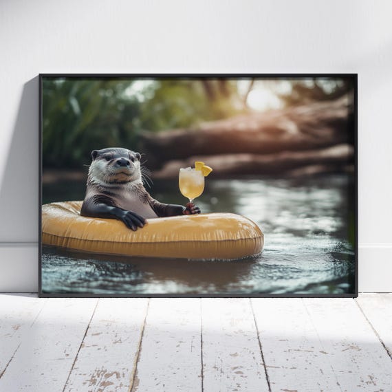 Relaxing Otter Otter Print Otter Poster Otter Art Funny Otter Cute Otter Funny Animal Art Chill Art Relaxing Art