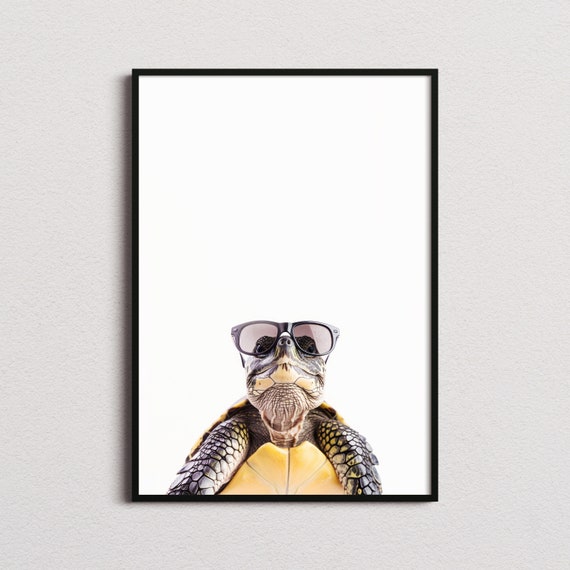 Turtle in Sunglasses Funny Animal Art Print