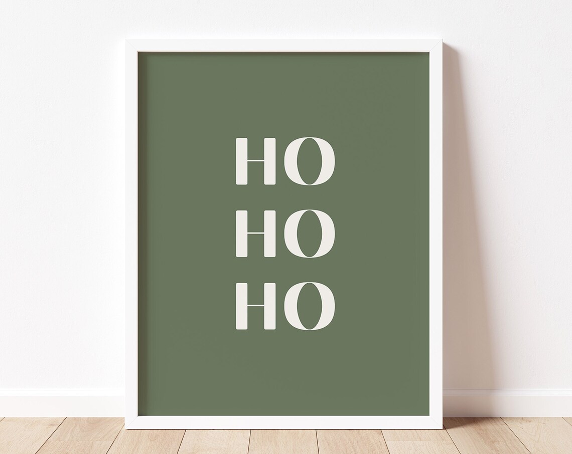 Ho Ho Ho Sage Green Minimalist Christmas Typography Holiday Poster