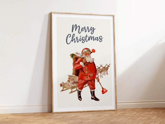 Santa Print, Vintage Style Christmas Humor Poster