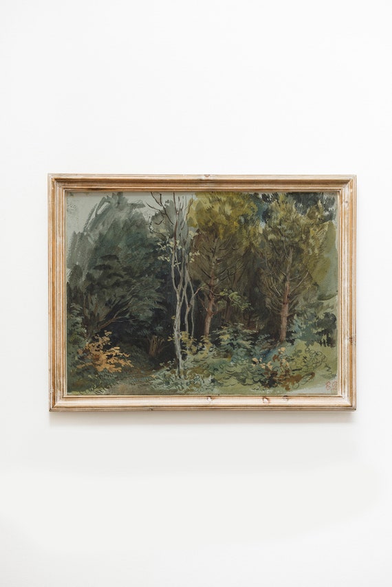 Vintage Forest Watercolor Print Forest Landscape Vintage Drawing Art Vintage Wall Art Home Decor Vintage Vintage Decor
