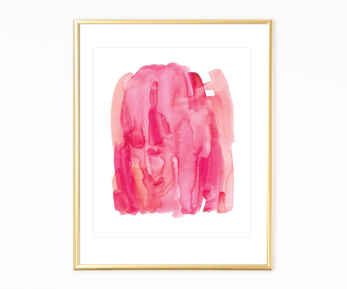 Pink Abstract Watercolor Brush Strokes Minimalist Art Poster - Image 3