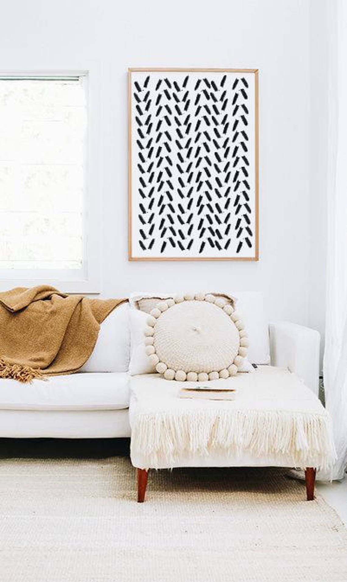 Black Brushstroke Dash Pattern Minimalist Scandinavian Style Poster - Image 3