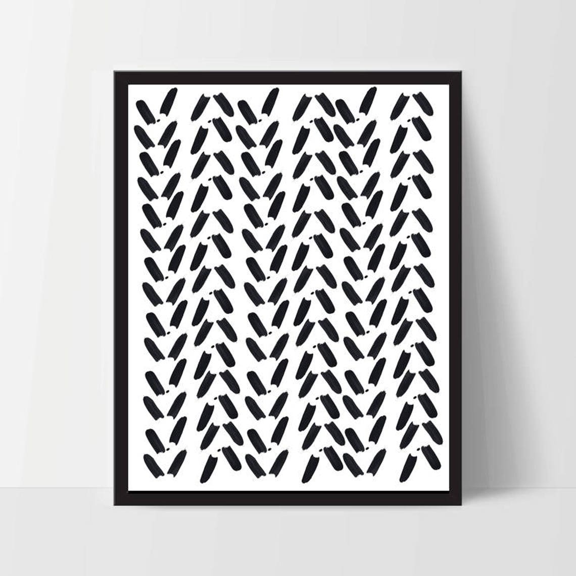 Black Brushstroke Dash Pattern Minimalist Scandinavian Style Poster - Image 2