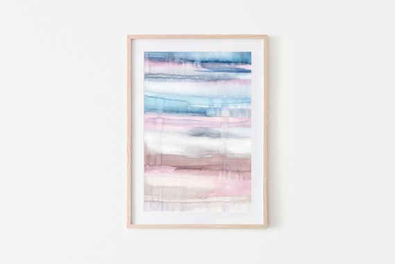 Abstract Art Neutral Wall Prints Intant Pink And Blue Modern Wall Posters Abstract Watercolor Watercolor Art Prints
