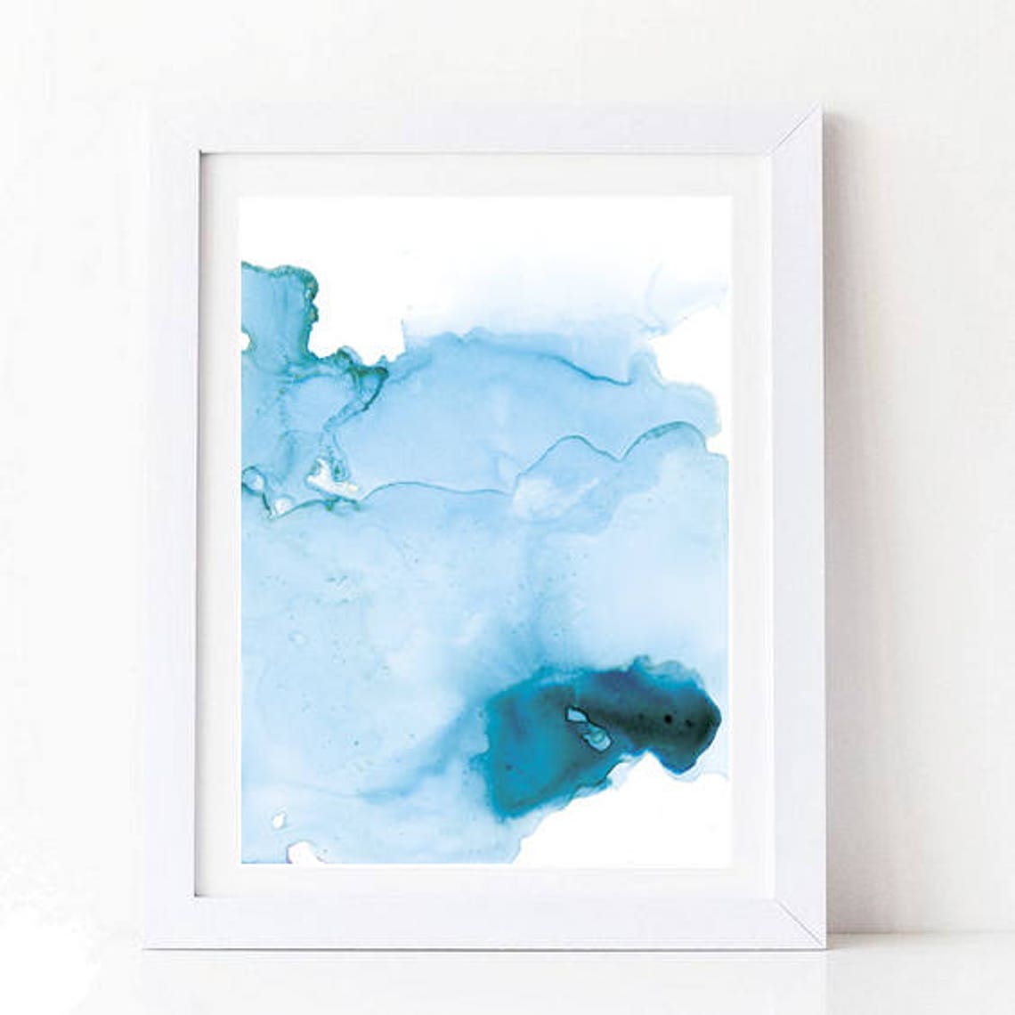 Light Blue Watercolor Abstract Soft Wash Minimalist Calm Wall Art