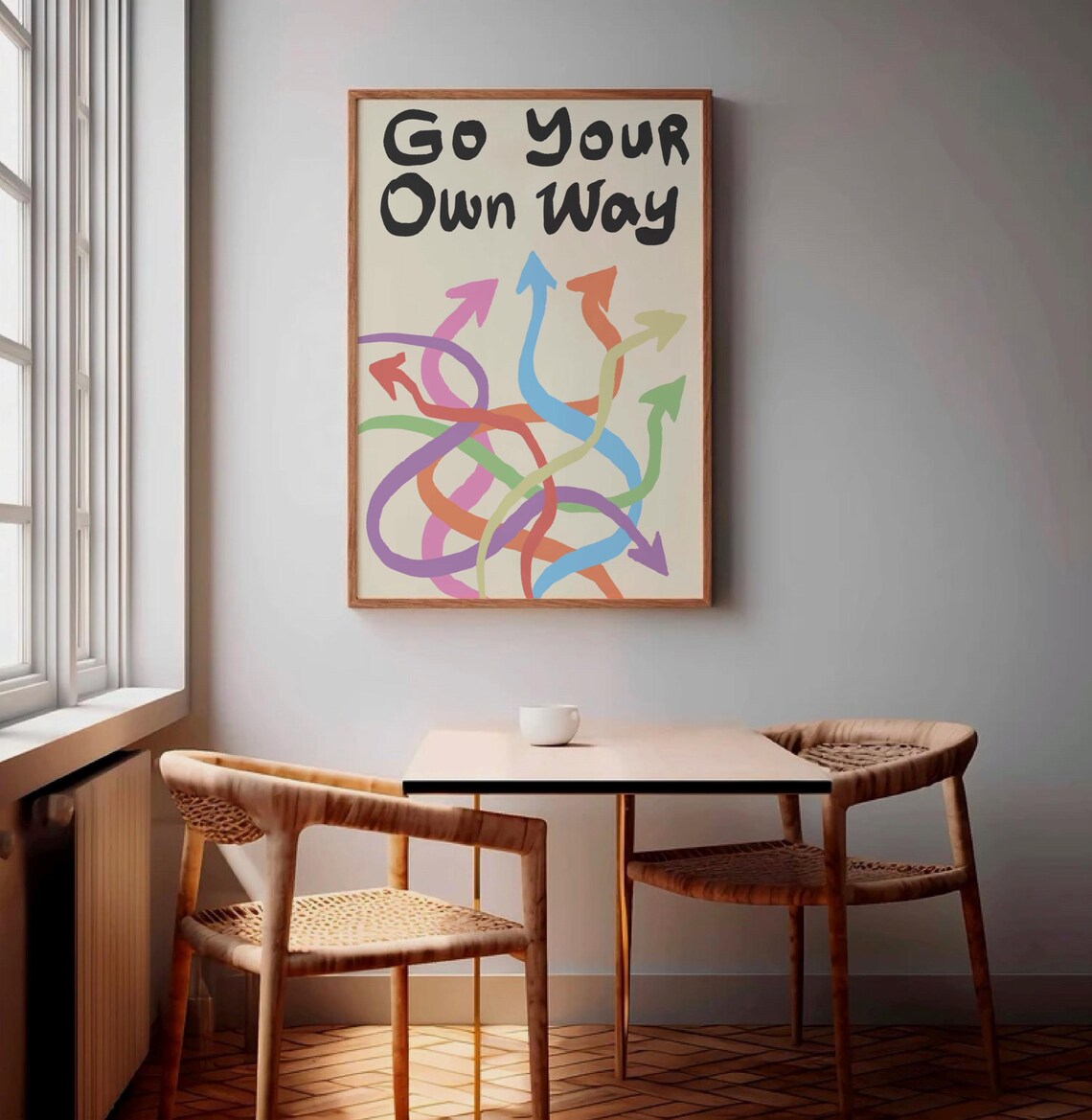 Go Your Own Way Colorful Wavy Arrows Uplifting Quote Wall Poster - Image 3