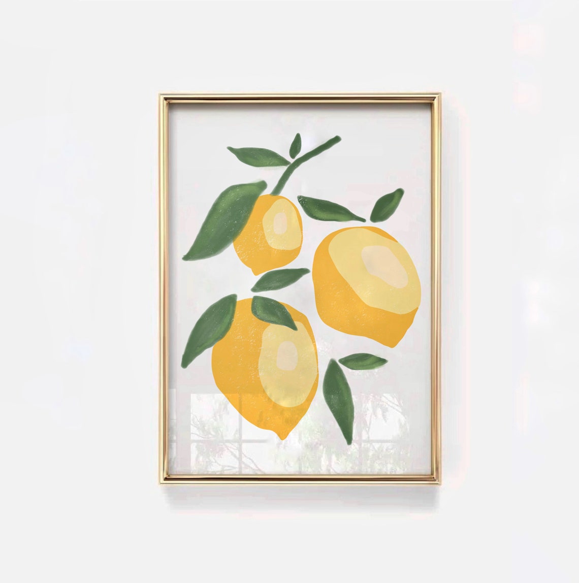 Lemon Branch Watercolor Citrus Fruit Illustration Kitchen Wall Poster