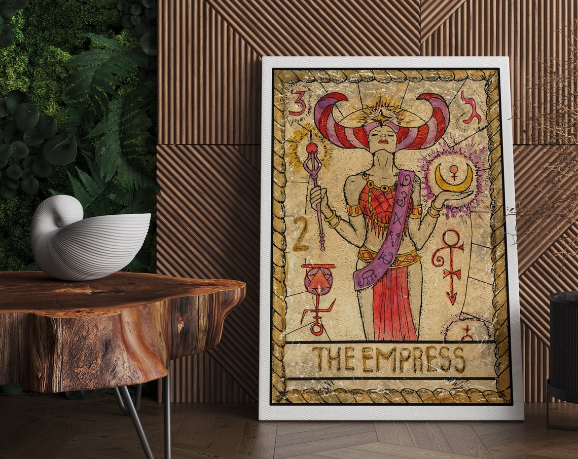 Vintage The Empress Tarot Card Egyptian Occult Symbolism Poster