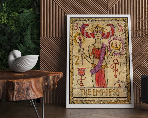 Vintage The Empress Tarot Card Egyptian Occult Symbolism Poster