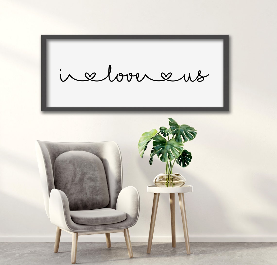 I Love Us Continuous Line Script Heart Sign Bedroom Wall Poster - Image 3