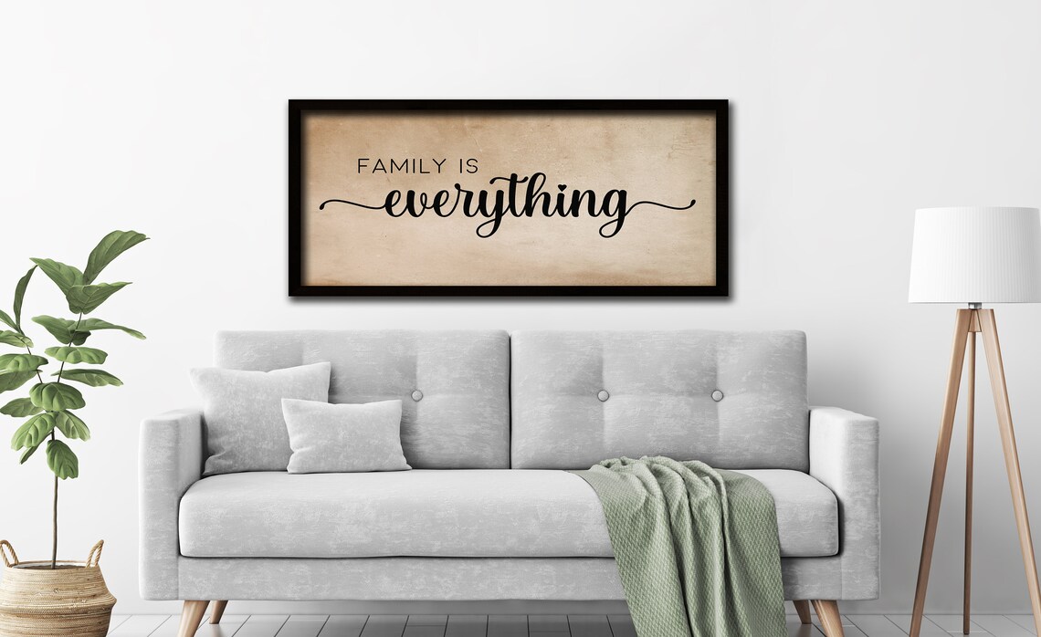 Family Is Everything Script Farmhouse Quote Cream Living Room Poster - Image 3