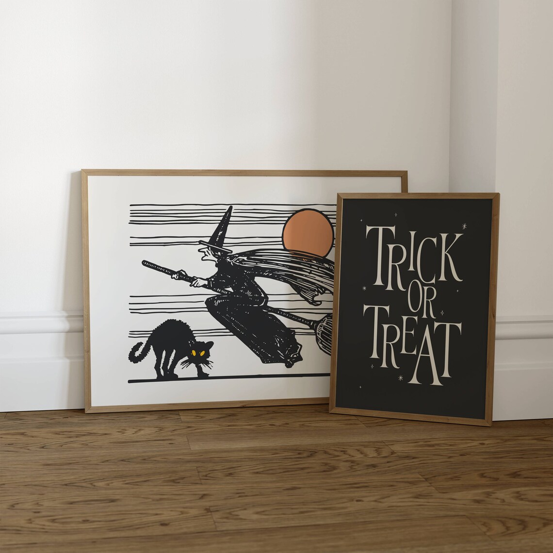 Vintage Flying Witch Halloween Art Print - Image 2