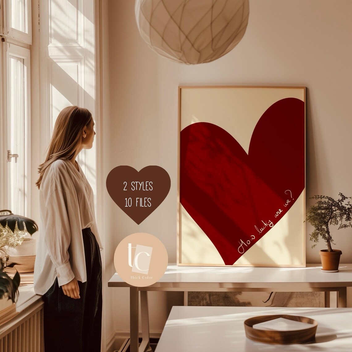 How Lucky Are We Giant Red Heart Love Quote Romantic Decor Poster