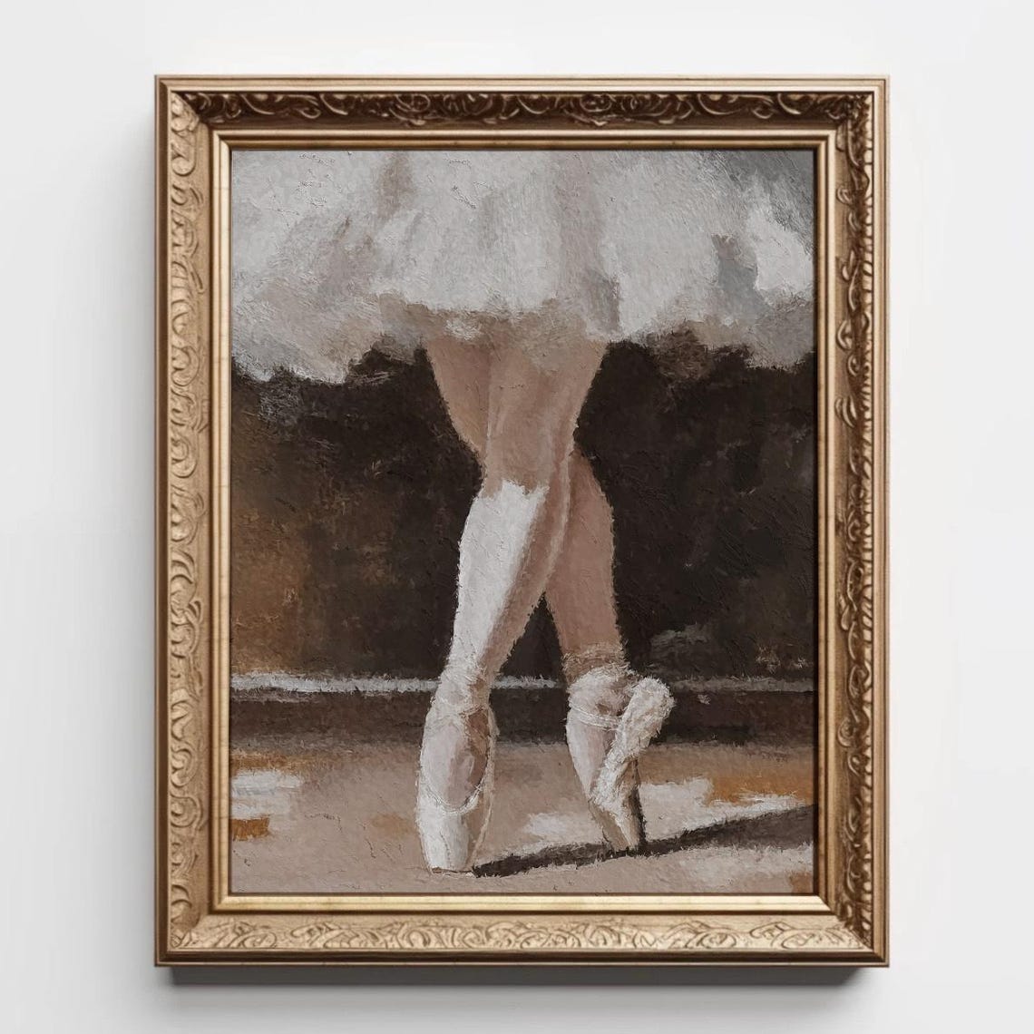 Ballerina Pointe Shoes White Tutu Dance Painterly Elegant Wall Print
