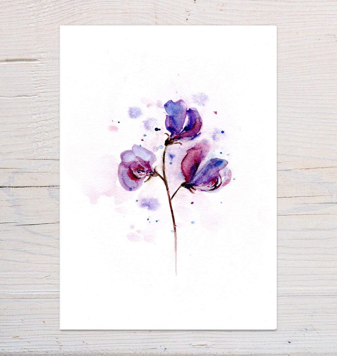 Sweet Peas Art Print Print Of Original Purple Sweet Peas Painting Sweet Pea Painting Botanical Painting