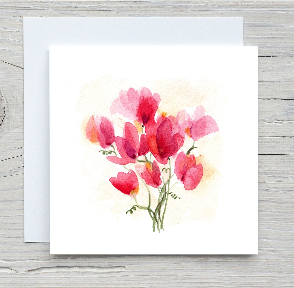 Pink Sweet Peas Watercolour Botanical Flower Bloom Art Print