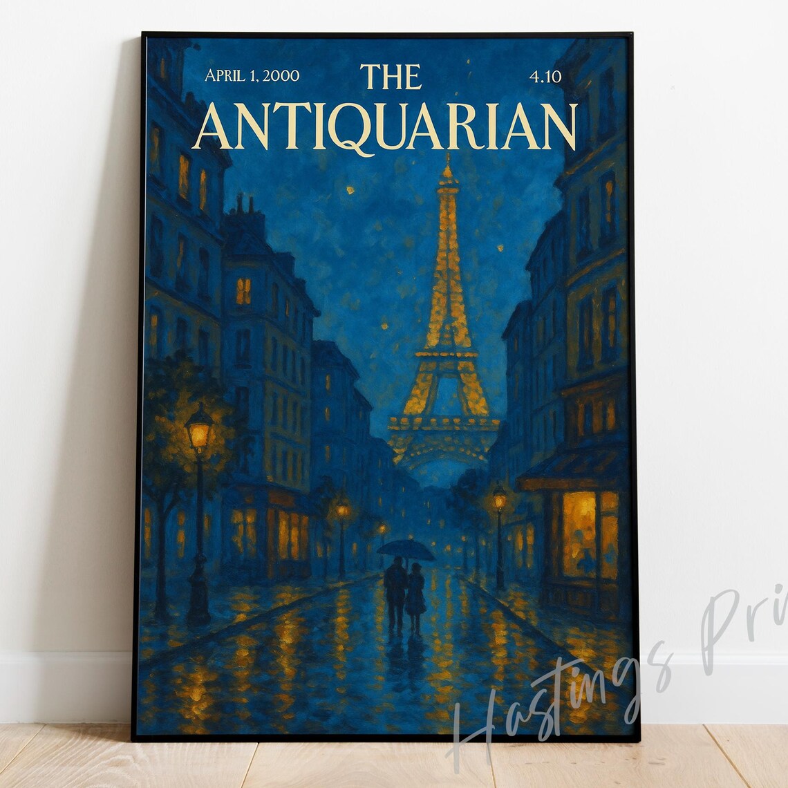 The Antiquarian April 2000 Paris Eiffel Tower Night Magazine Cover Poster