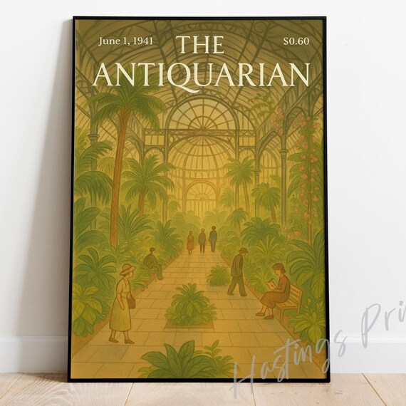 New Yorker Style Vintage Magazine Cover The Antiquarian Collectible Print Botanical Gardens