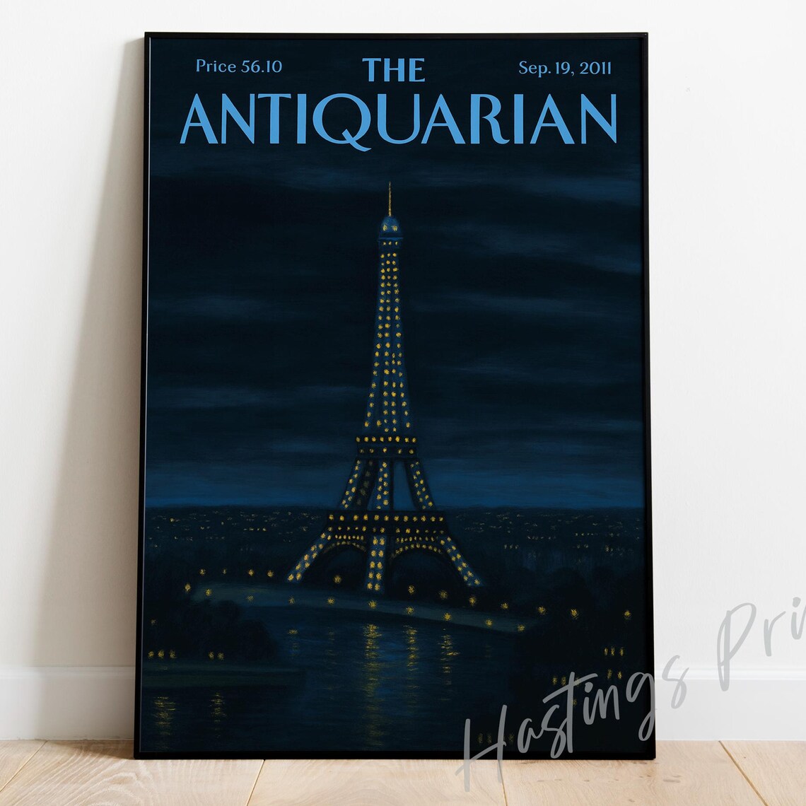 The Antiquarian Eiffel Tower At Night Sparkling Lights Magazine Cover Poster