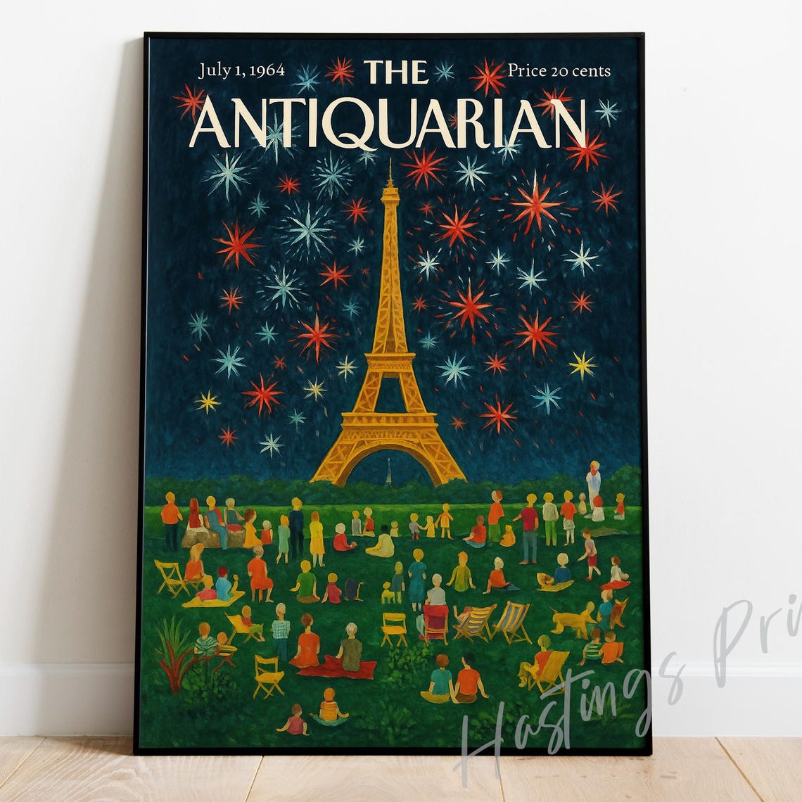 The Antiquarian Paris Eiffel Tower Fireworks Celebration Cover Poster
