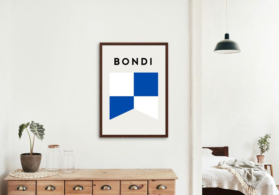 Bondi Surf Lifesaving Beach Flag Coastal Minimalist Art Print - Image 2