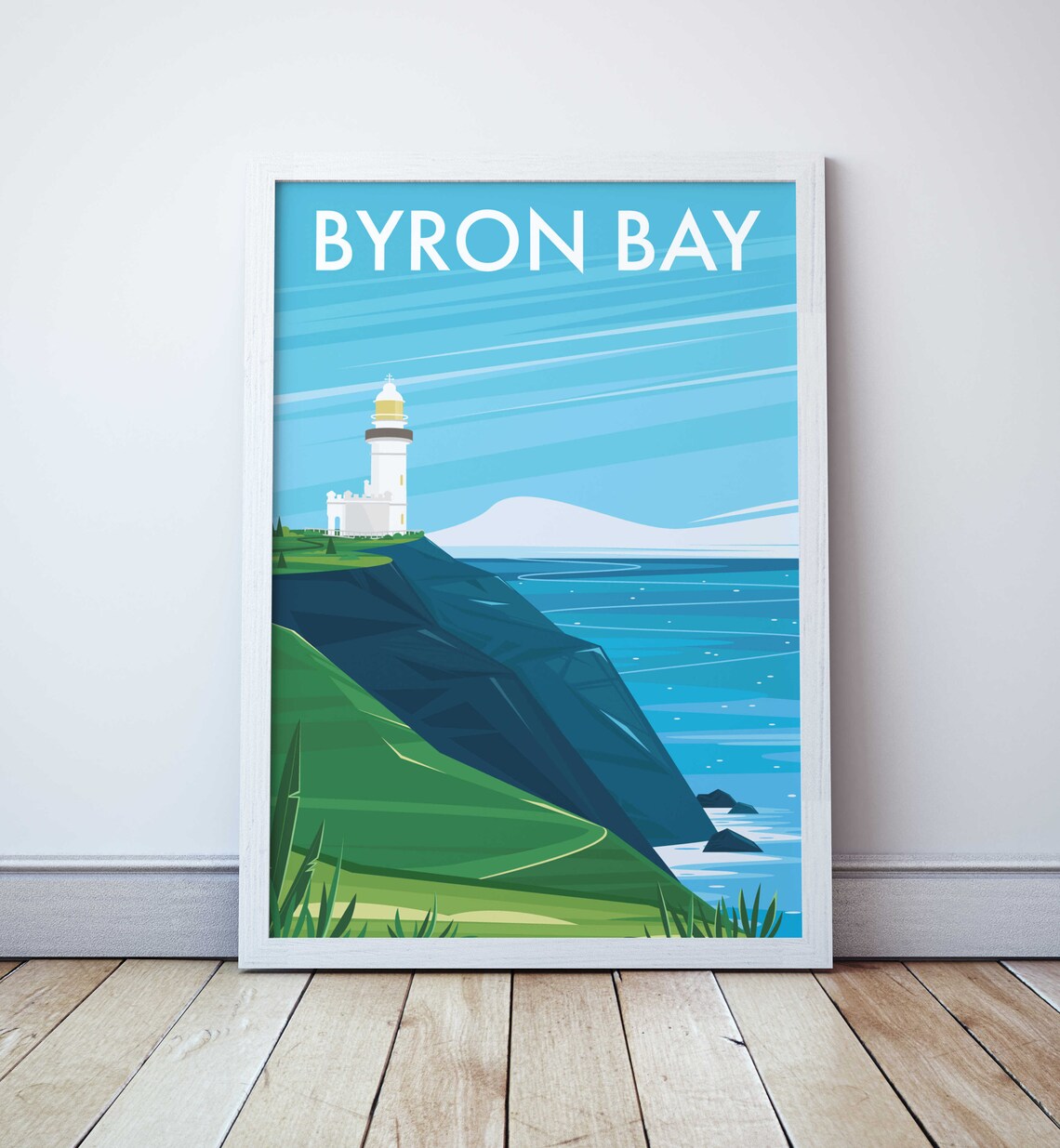 Byron Bay Cape Lighthouse Beach Travel Poster